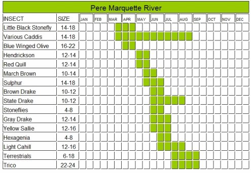 Pere Marquette River Hatch Chart