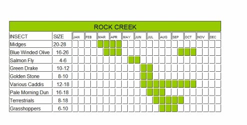 Bitterroot River Hatch Chart