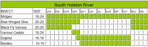 South Holston River Hatch Chart